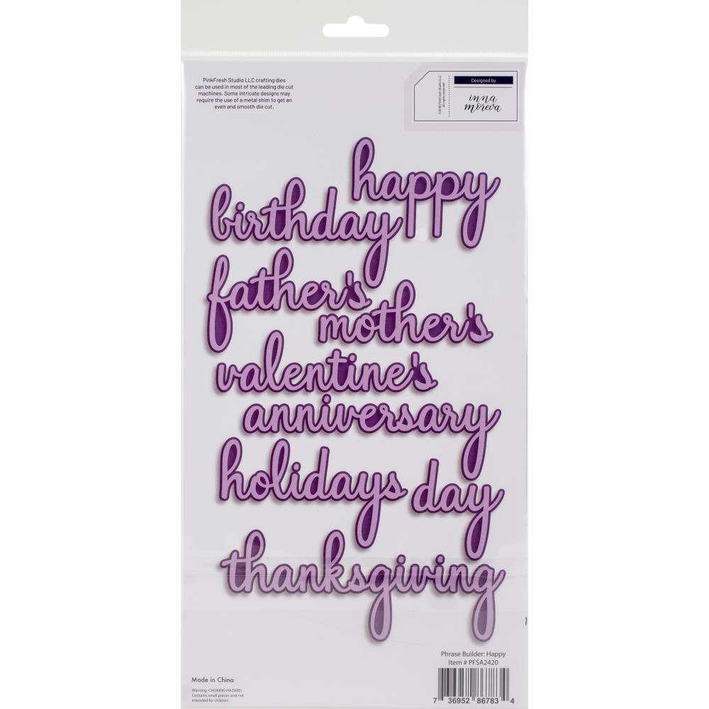 Pinkfresh Studio Die Set - Phrase Builder: Happy