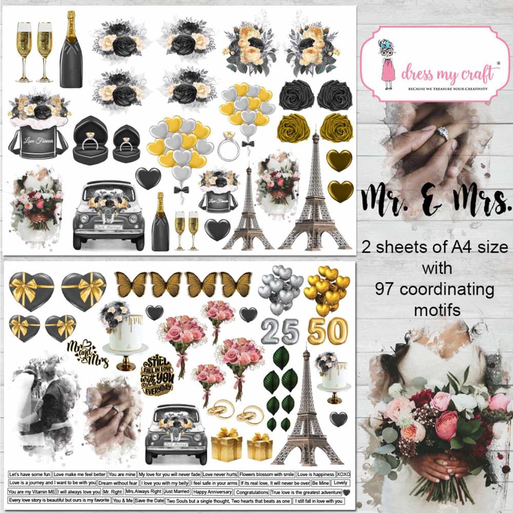 Dress My Craft Image Sheet 240gsm A4 - Mr. & Mrs.