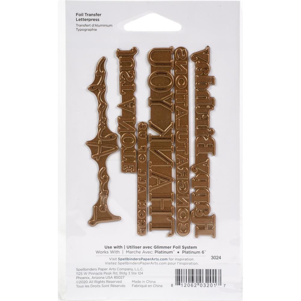 Spellbinders Glimmer Hot Foil Plate - Essential Glimmer Sentiments..