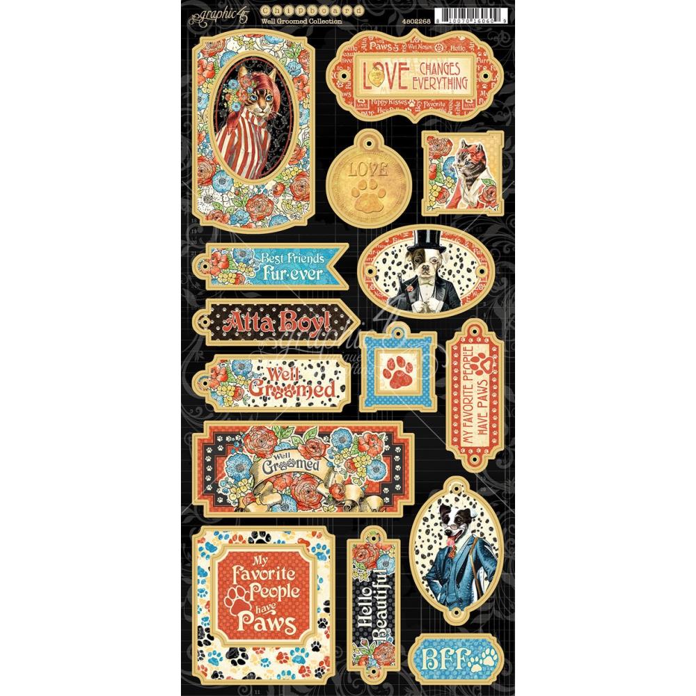 Graphic 45 - Decorative Chipboard - Well Groomed