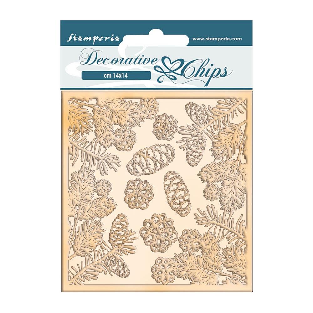 Stamperia Decorative Chips - Pinecones Romantic Christmas