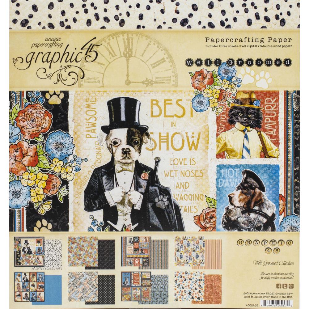 Graphic 45 Double-Sided Paper Pad 8x8 - Well Groomed