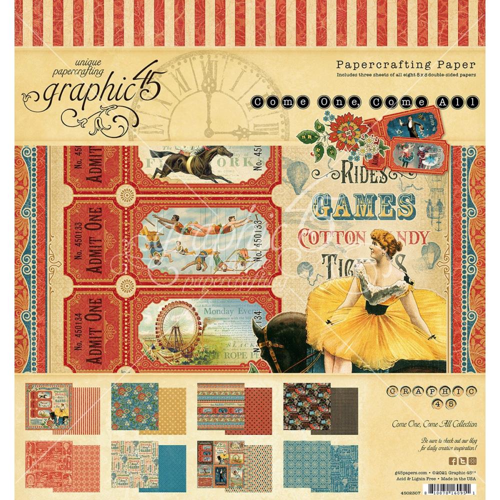 Graphic 45 - 8"x8" Paper Pad - Come One, Come All!