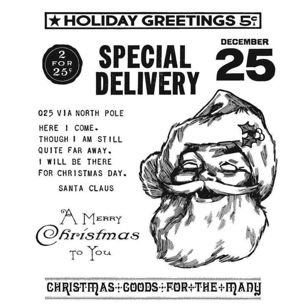 Tim Holtz Cling Rubber Stamp Set - Jolly Santa