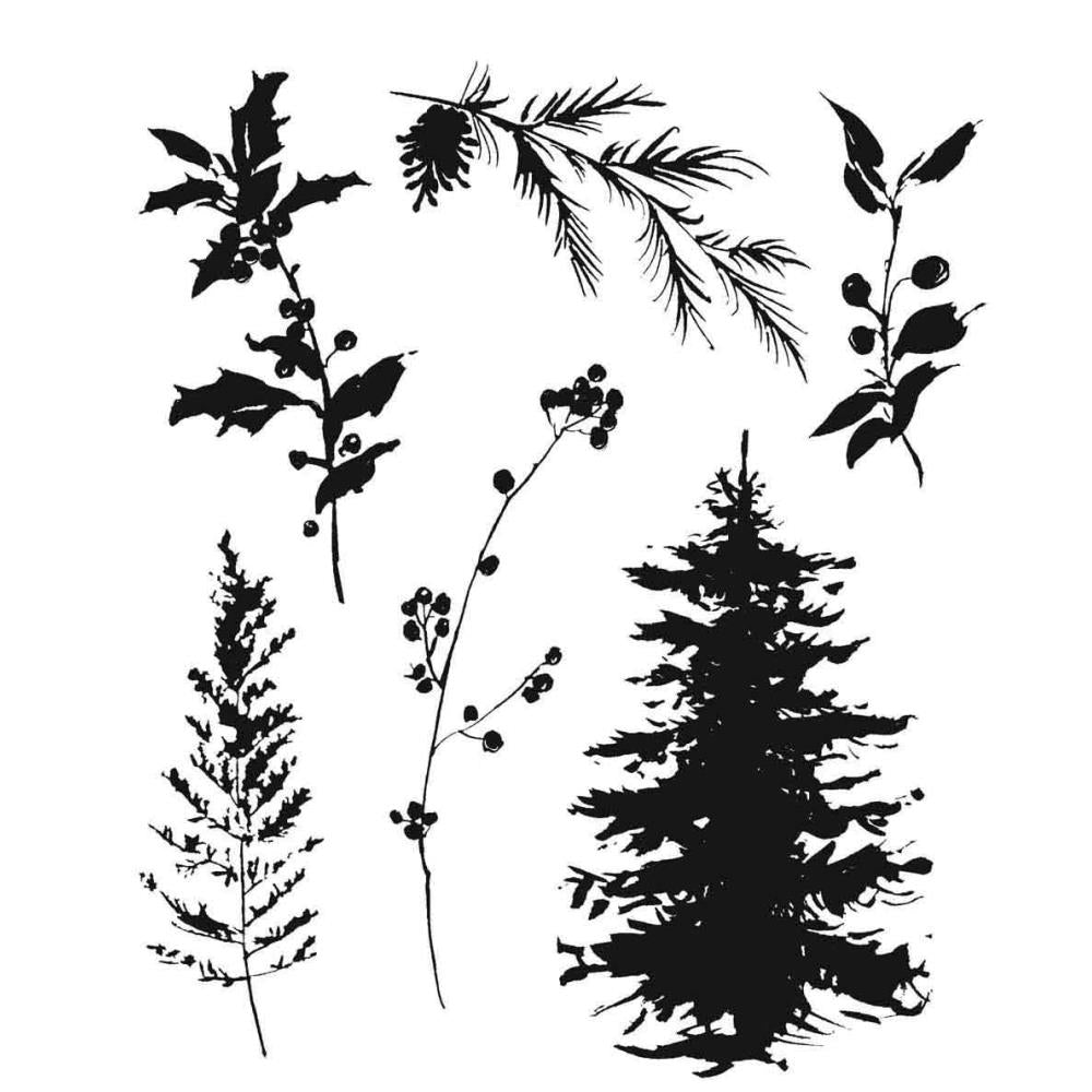Tim Holtz Cling Rubber Stamp Set - Winter Watercolor 2