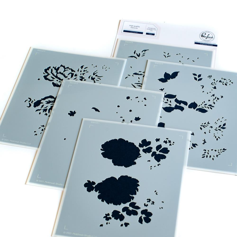 Pinkfresh Studio Stencils - Lush Peonies Layering