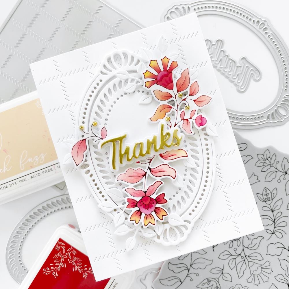 Pinkfresh Studio Cling Rubber Background Stamp A2 - Folk Garden 2