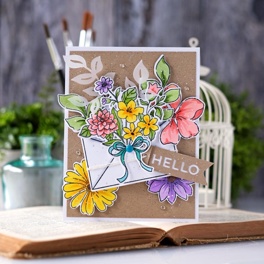 Pinkfresh Studio Stencils - Floral Envelope Layering