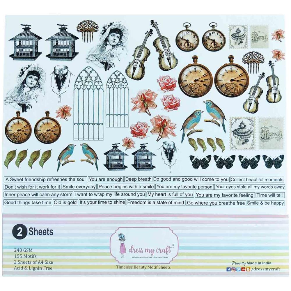 Dress My Craft Image Sheet 240gsm A4 -Timeless Beauty