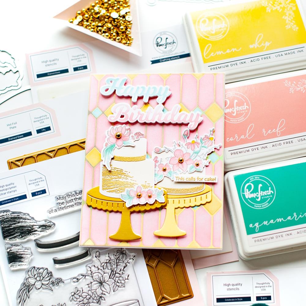 Pinkfresh Studio Stencil - Celebrate In Style Layering