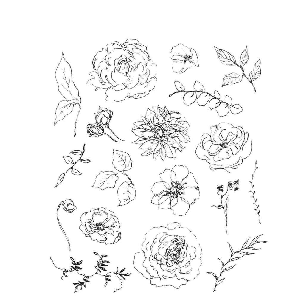 Tim Holtz Cling Rubber Stamp Set - Floral Elements