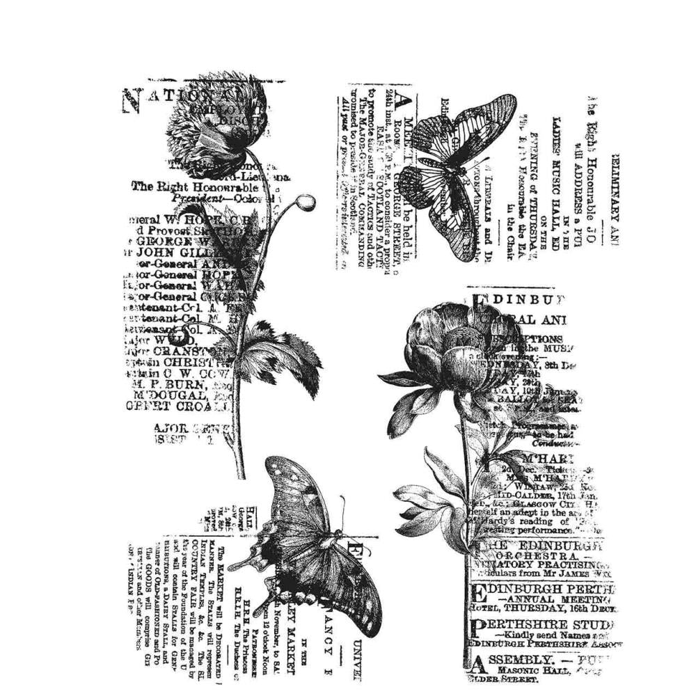 Tim Holtz Cling Rubber Stamp Set - Botanic Elements