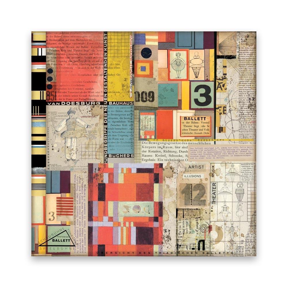 Stamperia - Polyester Fabric 12"X12" 4/Pkg - Bauhaus