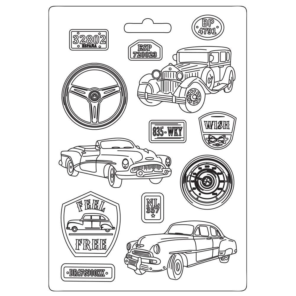 Stamperia Soft Maxi Mould - Desire - Vintage Cars