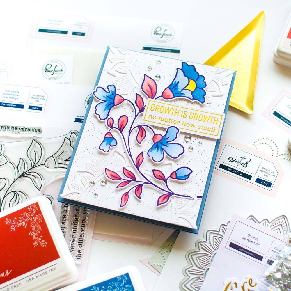 Pinkfresh Studio Clear Stamp Set - Folk Floral Stem