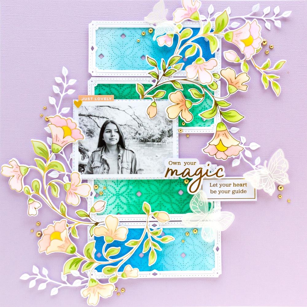 Pinkfresh Studio Slimline Die Set - Folk Floral Stem