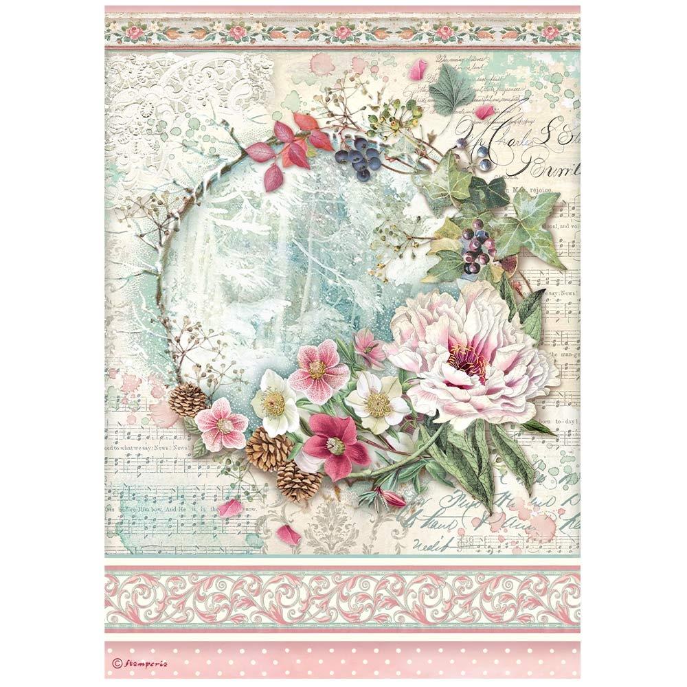 Stamperia Rice Paper Sheet A4 - Garland - Sweet Winter