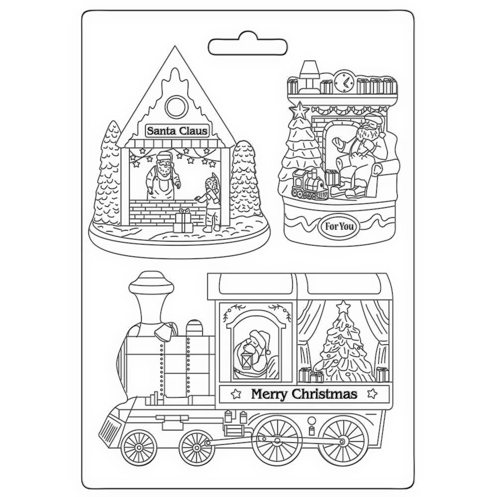 Stamperia Mould A5 - Train Santa Claus