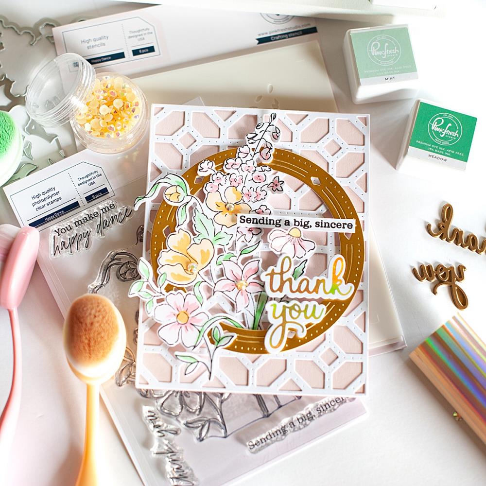 Pinkfresh Studio Stencils - Happy Dance Layering