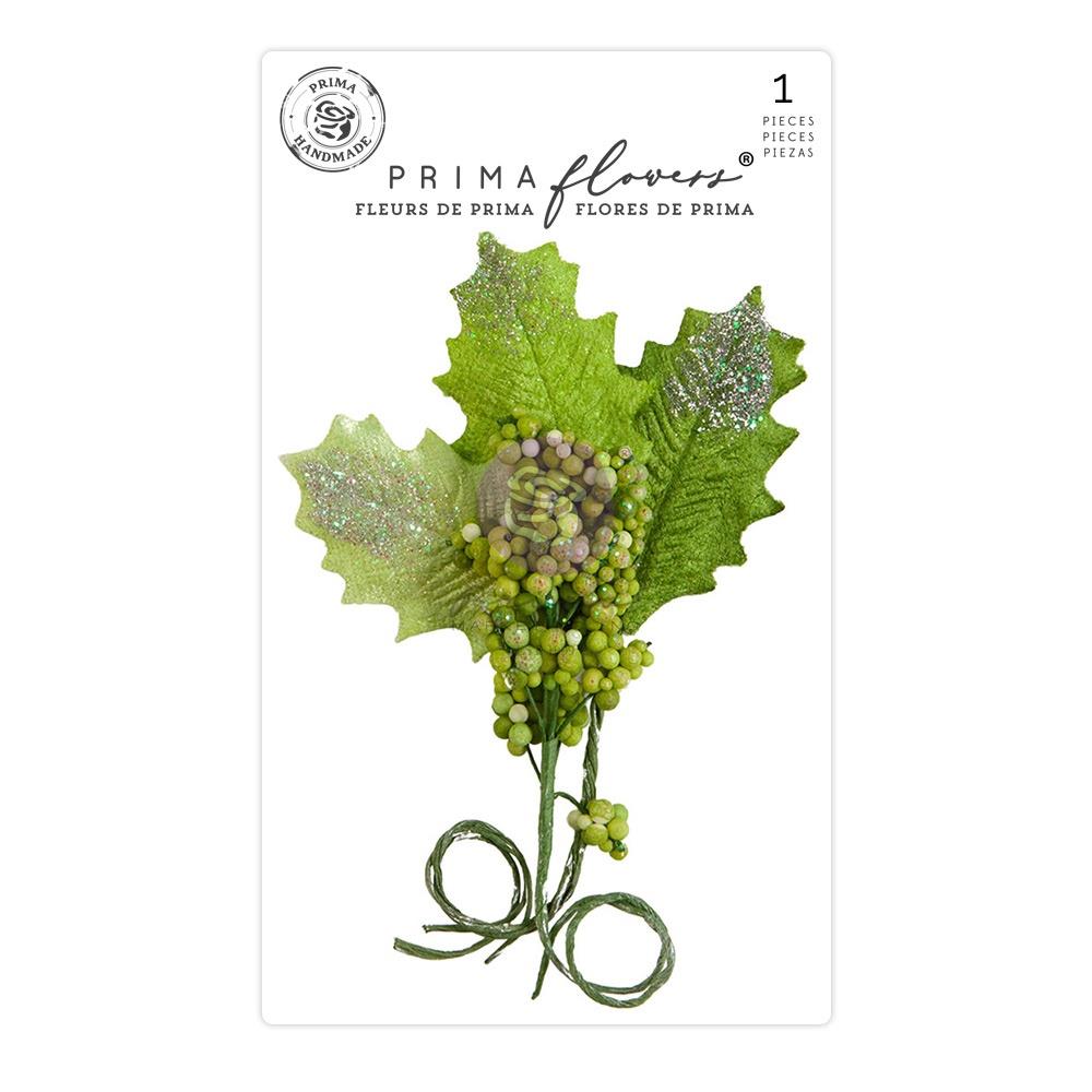 Prima Marketing Mulberry Paper Flowers - Sugary Holly - Candy Cane Lane