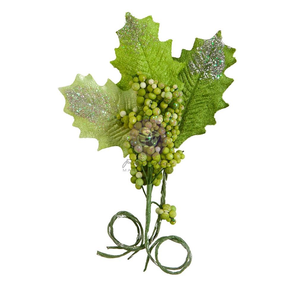 Prima Marketing Mulberry Paper Flowers - Sugary Holly - Candy Cane Lane