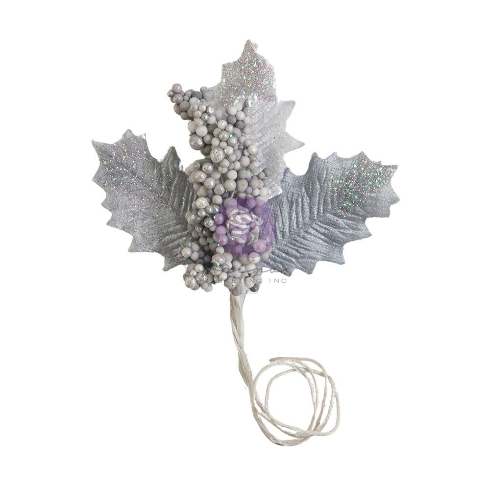 Prima Marketing Mulberry Paper Flowers - Silver Bells - Candy Cane Lane