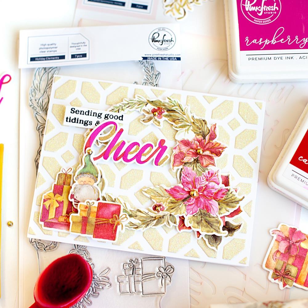 Pinkfresh Studio Clear Stamp Set - Brushed Sentiments Holiday Layering