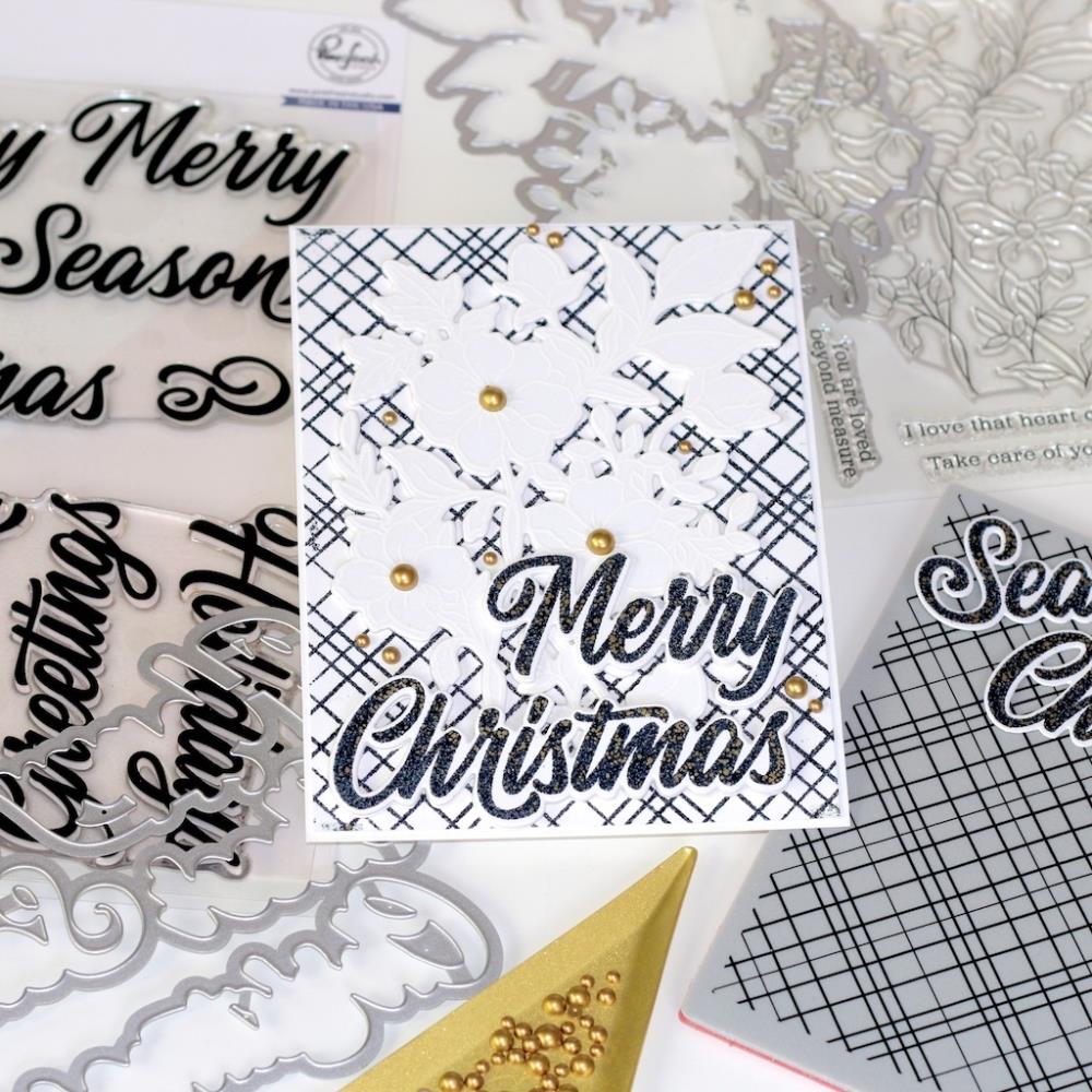 Pinkfresh Studio Clear Stamp Set - Brushed Sentiments Holiday Layering