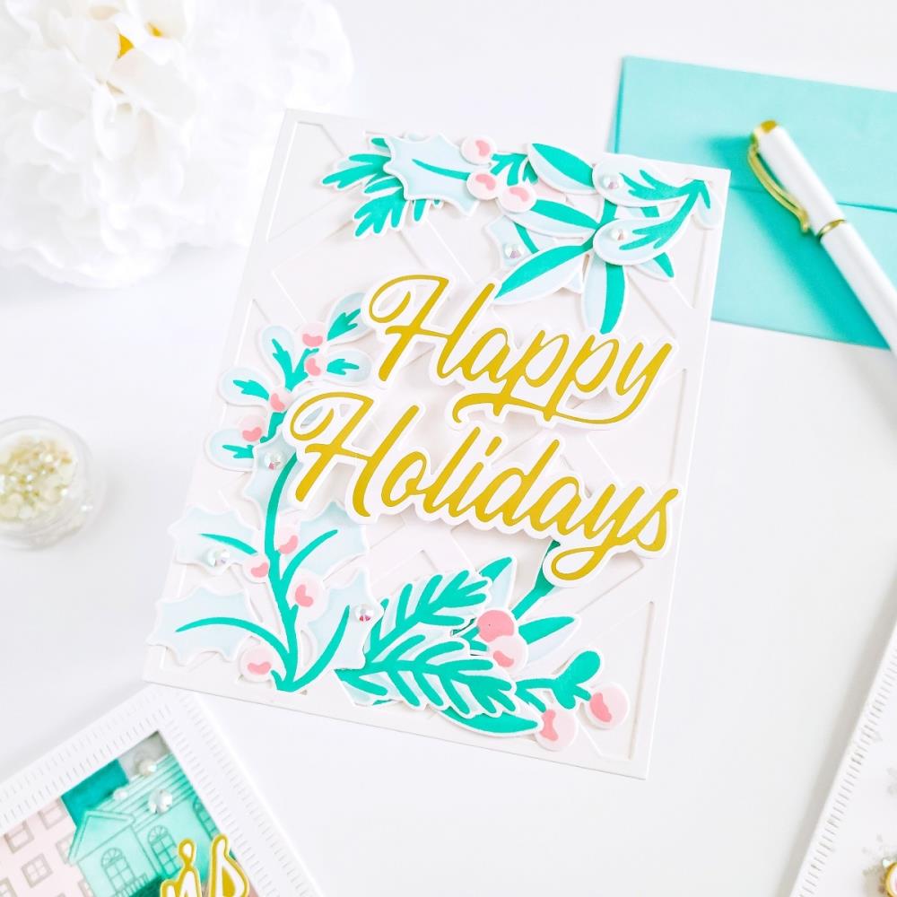 Pinkfresh Studio Stencil - Brushed Sentiments Holiday Layering