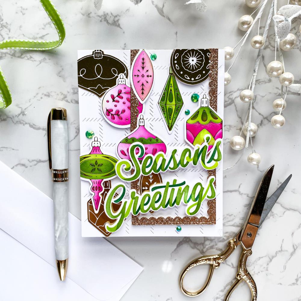 Pinkfresh Studio Stencil - Brushed Sentiments Holiday Layering