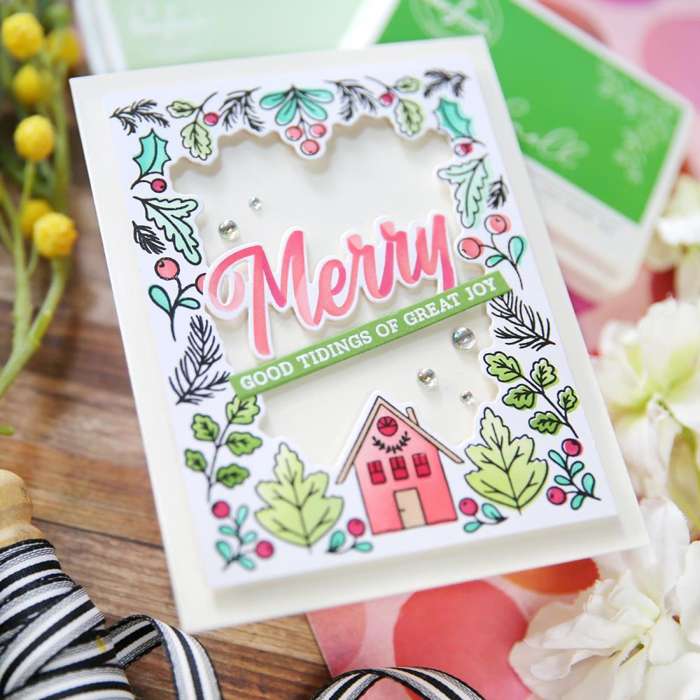 Pinkfresh Studio Stencil - Brushed Sentiments Holiday Layering