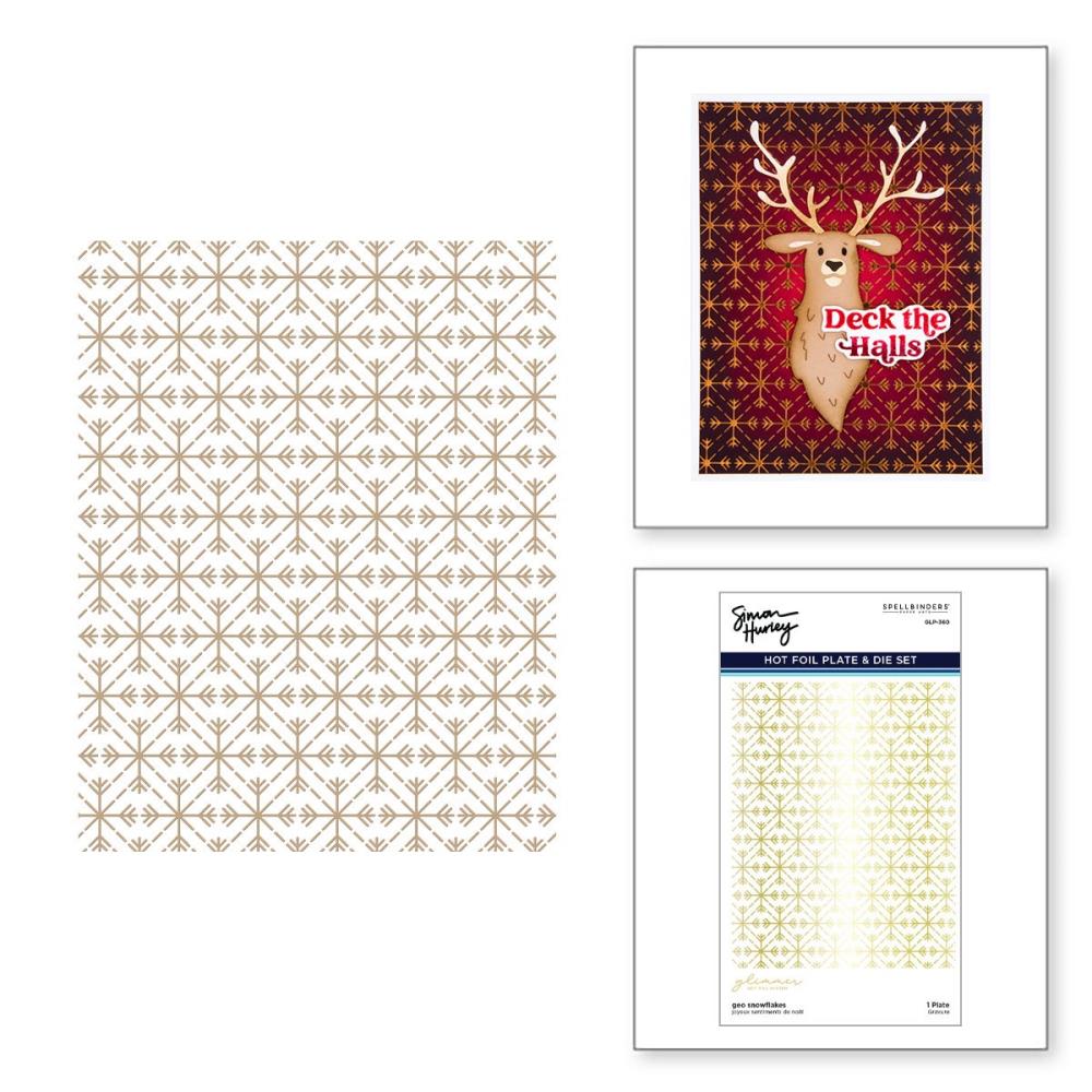 Spellbinders Glimmer Hot Foil Plate - Geo Snowflakes - Joyful Christmas
