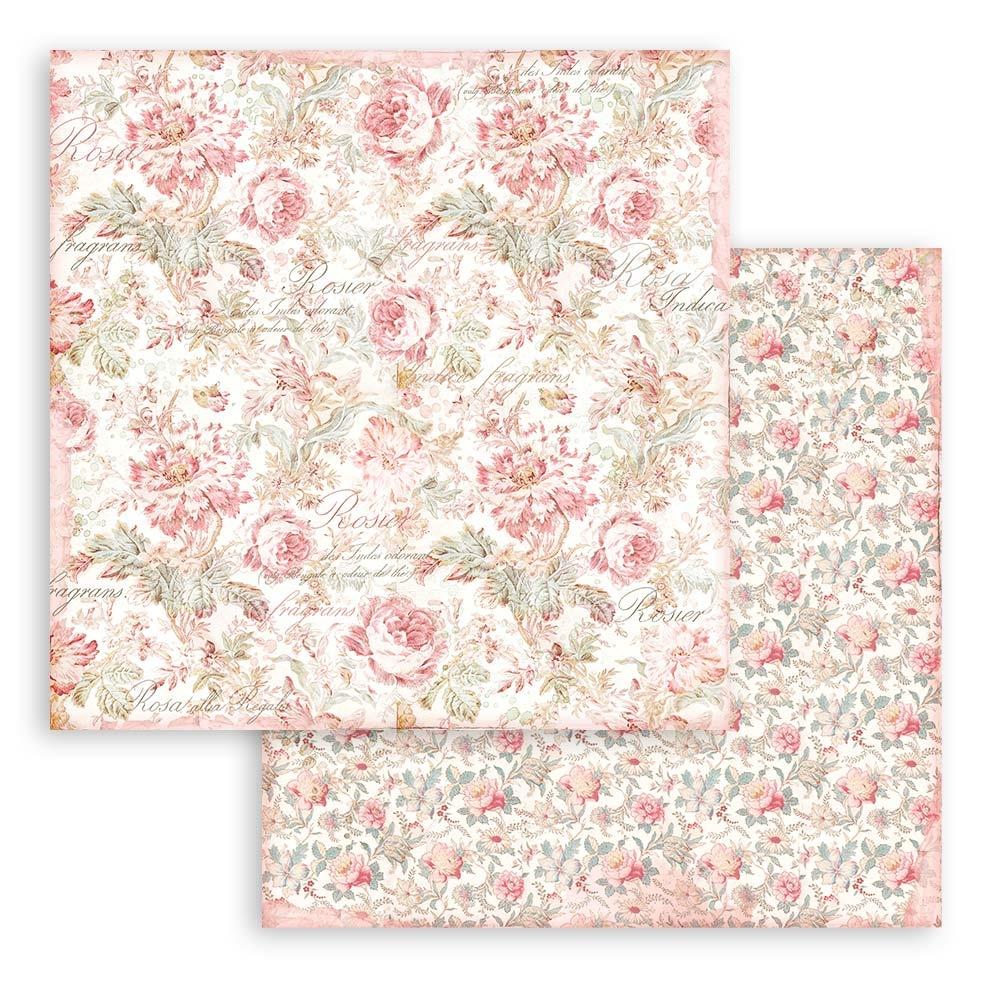 Stamperia Backgrounds Double-Sided Paper Pad - 12x12 - Rose Parfum