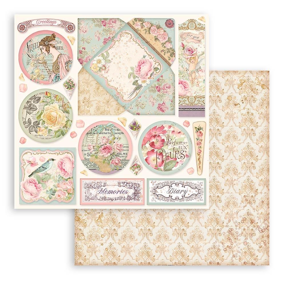 Stamperia Double-Sided Paper Pad 8x8 - Rose Parfum
