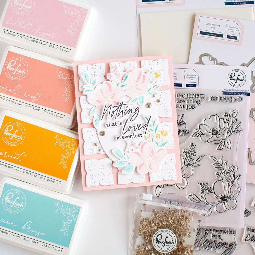 Pinkfresh Studio Stencils - You're The Best Layering