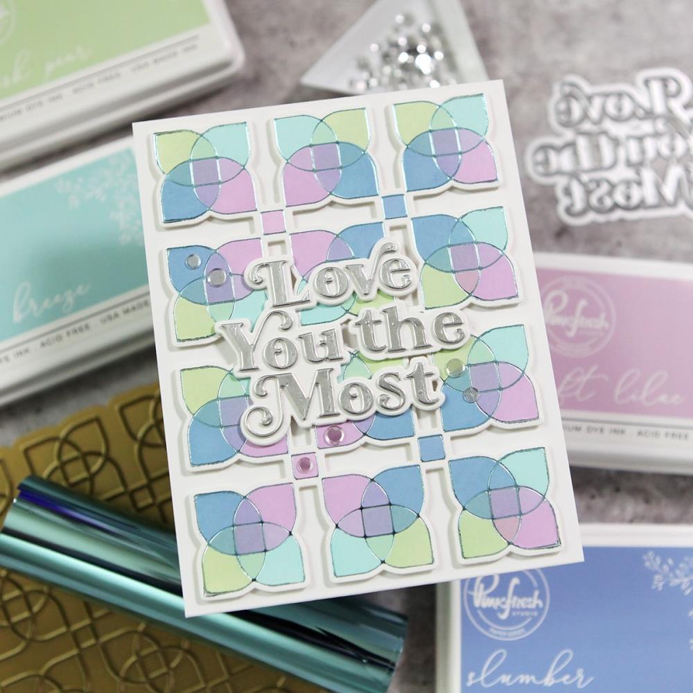 Pinkfresh Studio Stencil - Overlapping Geo Leaf Layering