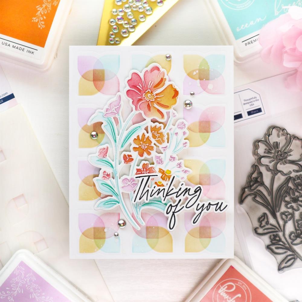 Pinkfresh Studio Stencil - Overlapping Geo Leaf Layering