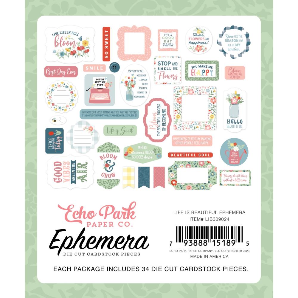 Echo Park Cardstock Ephemera - Icons - Life Is Beautiful