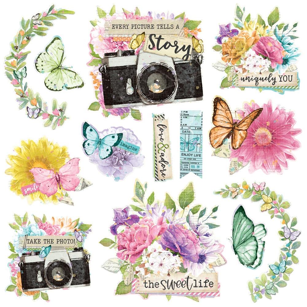 Simple Stories - Simple Vintage Life In Bloom Chipboard Clusters