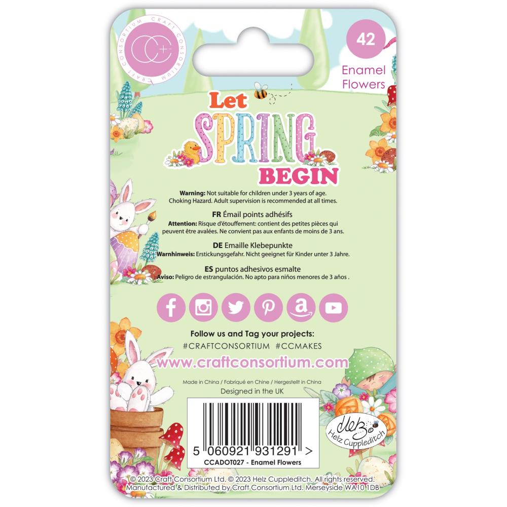Craft Consortium Adhesive Enamel Flowers - Let Spring Begin