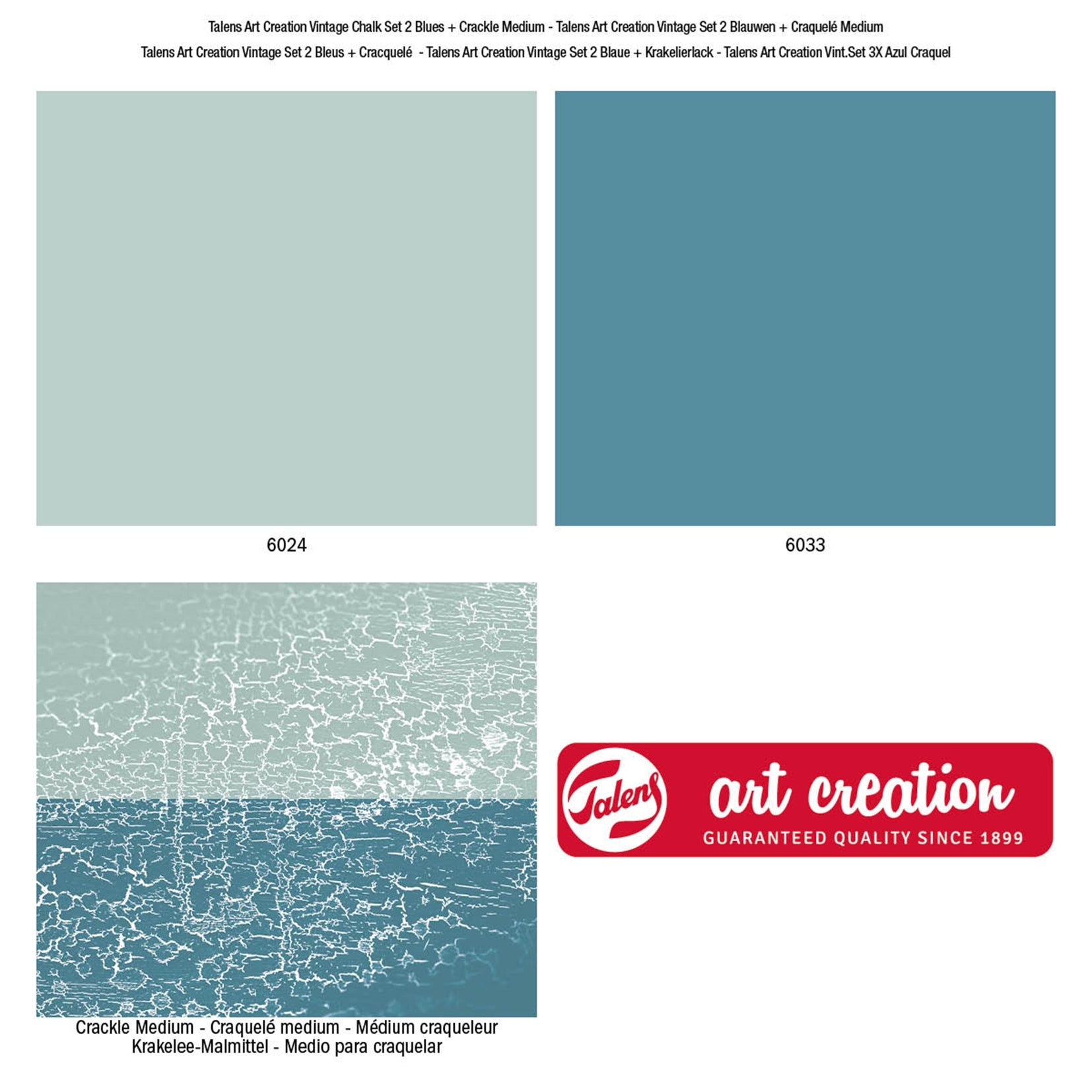 Talens Art Creation Vintage Chalk Paint - 3x Blues Crackle