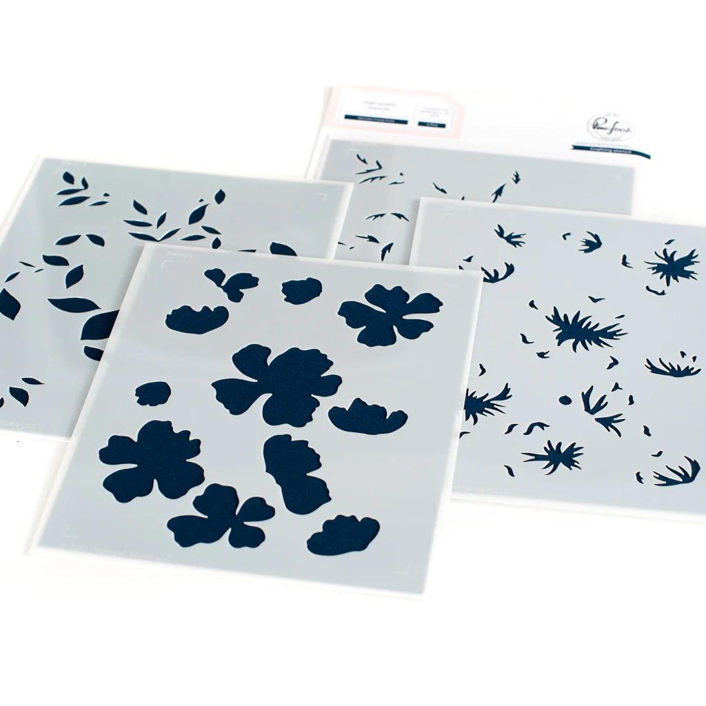 Pinkfresh Studio Stencils - Delicate Floral Print Layering