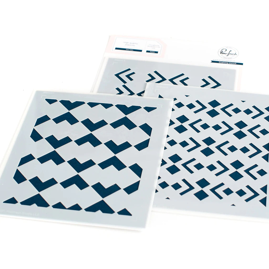 Pinkfresh Studio Stencils - Geo Tiles Layering