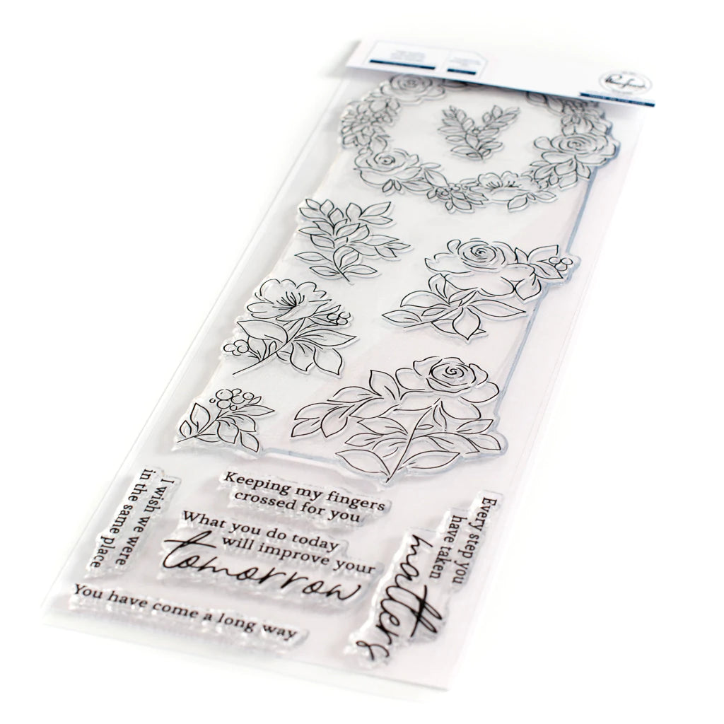 Pinkfresh Studio Clear Stamp Set -Rainbow Floral