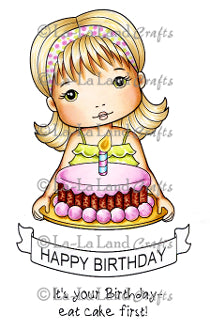 La La Land- Birthday Cake Molli (with Sentiment) Rubber Stamp