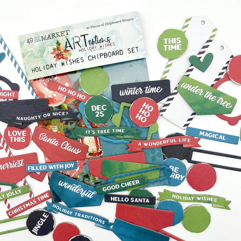 49 And Market Chipboard Bits - ARToptions Holiday Wishes - Crafty Divas