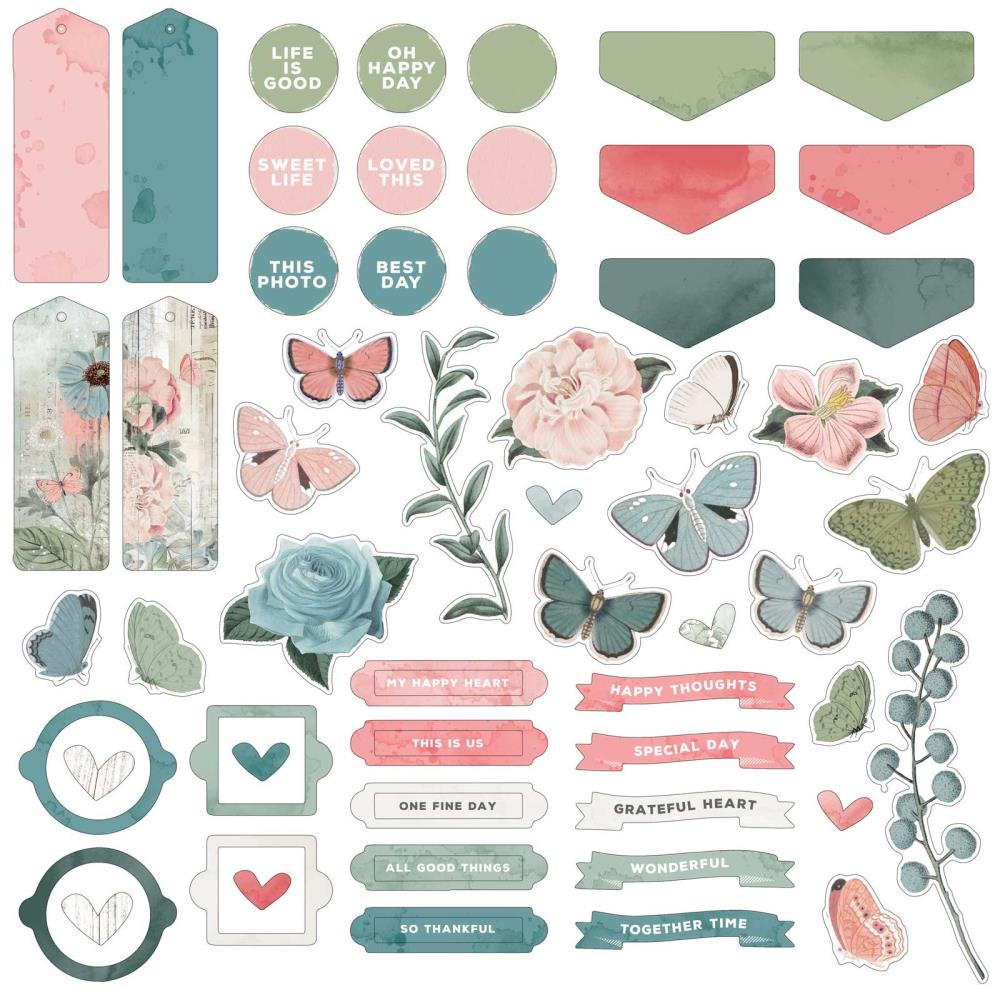 49 And Market Chipboard Bits - Vintage Artistry Tranquility - Crafty Divas