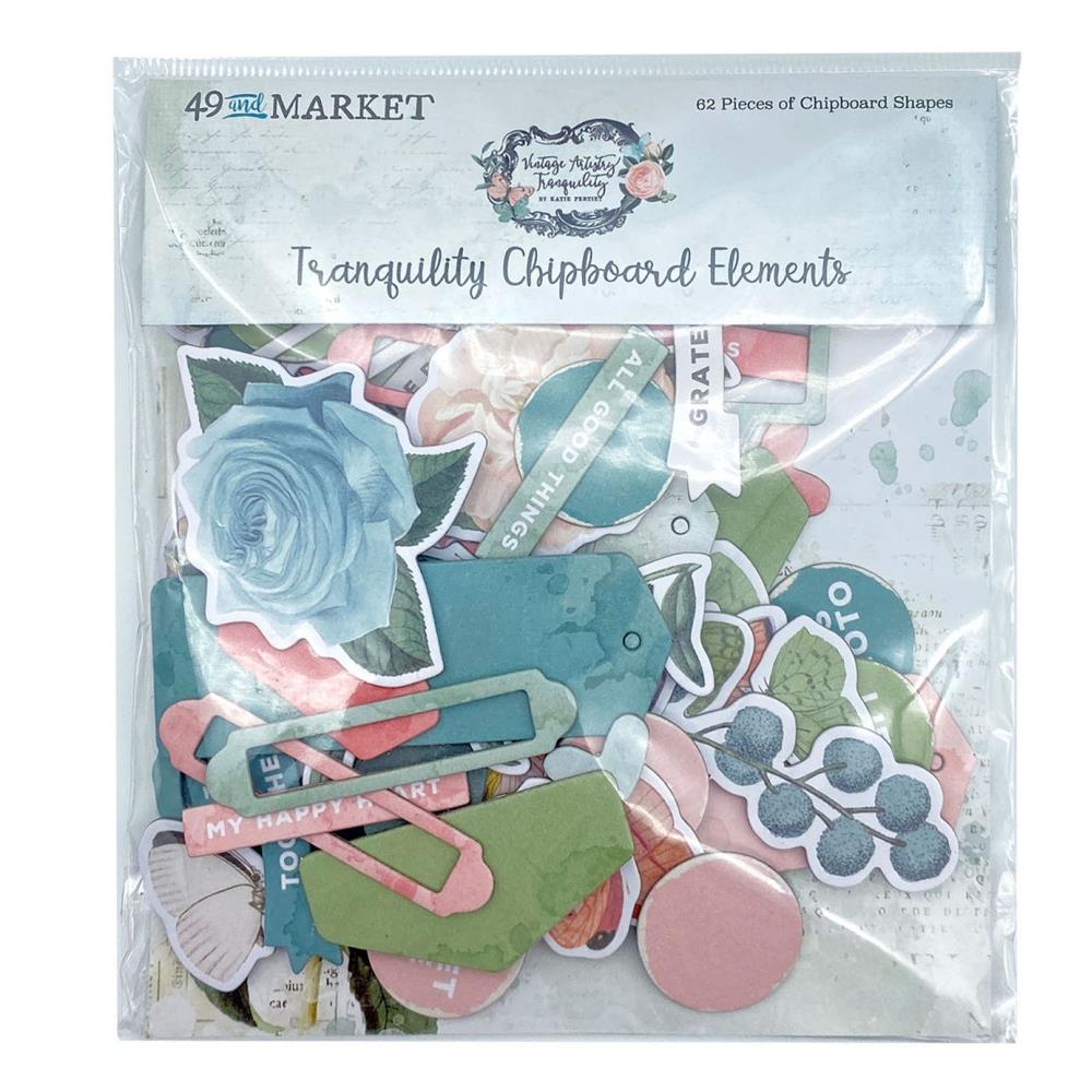 49 And Market Chipboard Bits - Vintage Artistry Tranquility - Crafty Divas