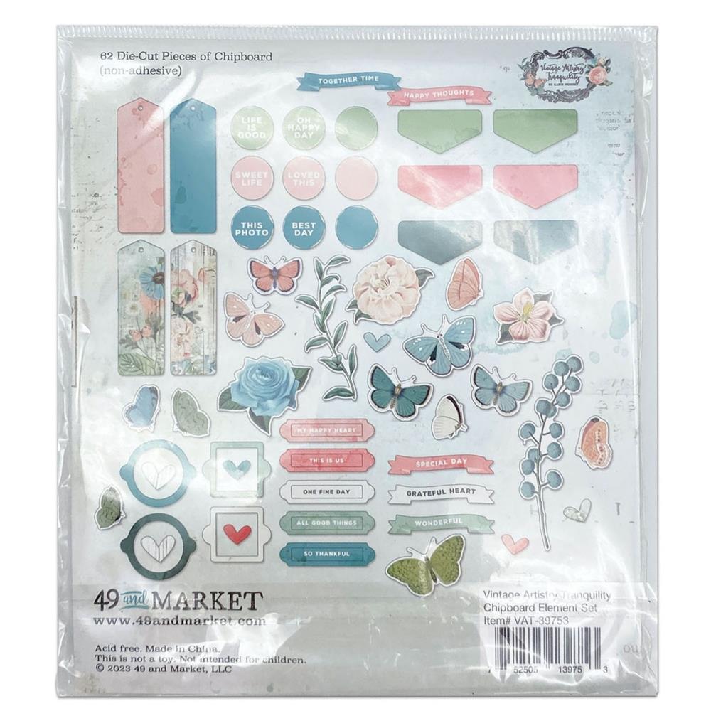49 And Market Chipboard Bits - Vintage Artistry Tranquility - Crafty Divas