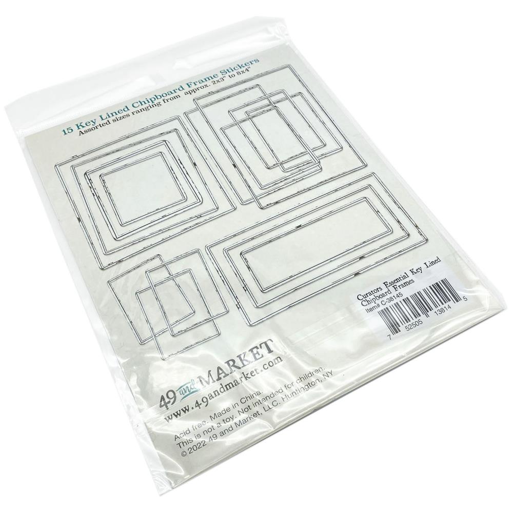 49 And Market Curators Essential Chipboard Frames - Key Lined 15 pcs - Crafty Divas